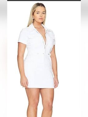 Good American White Short Sleeve Mini Shirt Dress NWT Size 4XL